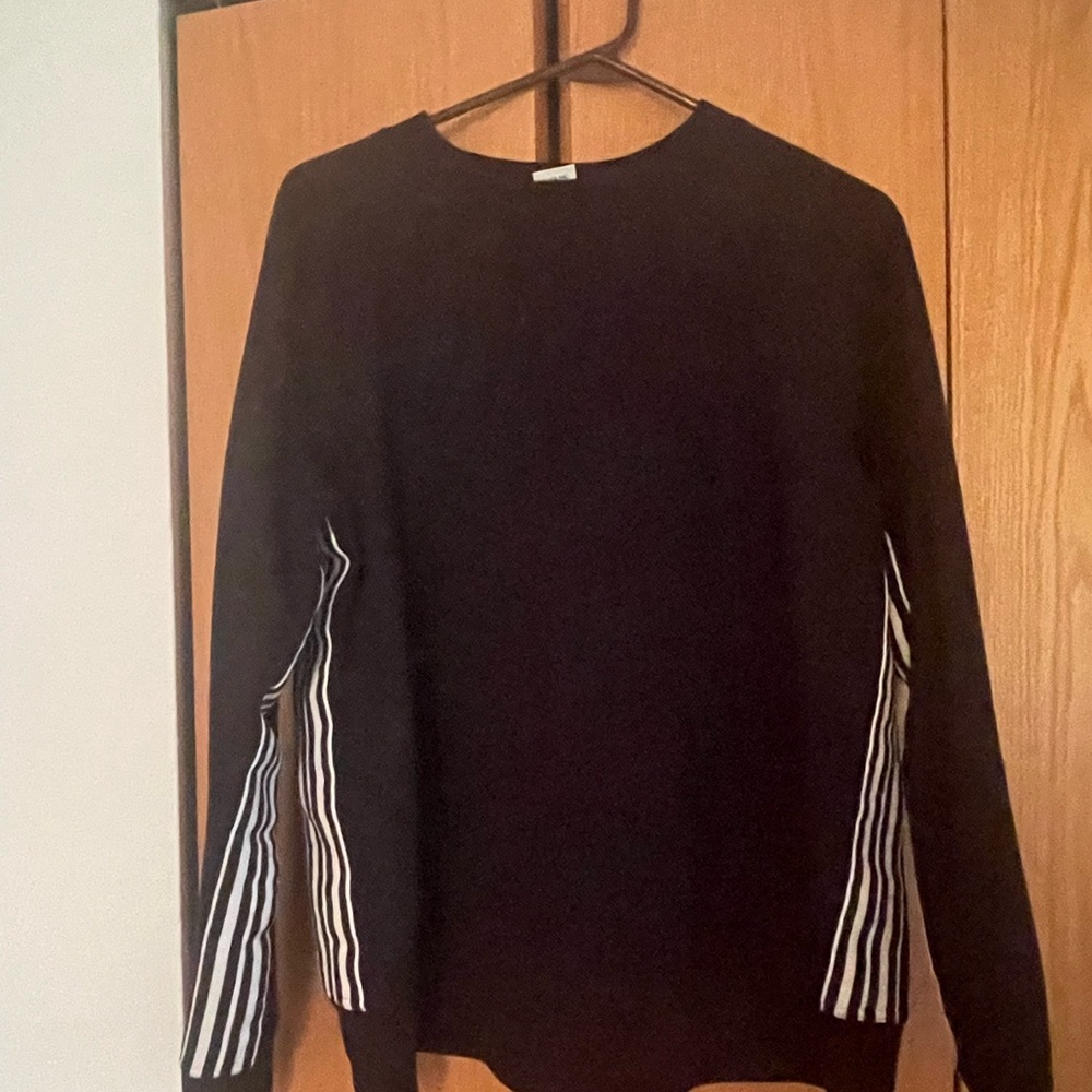 Avia Black Sweatshirt with White Striped Sleeves